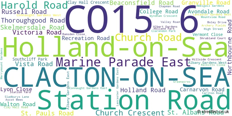 A word cloud for the CO15 6 postcode